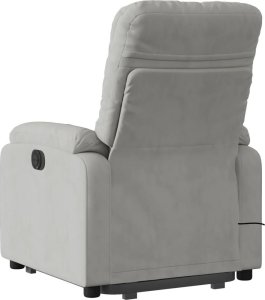 vidaXL Podnoszony fotel masujący, rozkładany, jasnoszary, mikrofibra 4