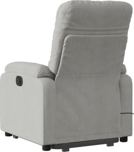 vidaXL Podnoszony fotel masujący, rozkładany, jasnoszary, mikrofibra 4