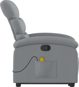 vidaXL Podnoszony fotel masujący, rozkładany, jasnoszary, tkanina 9