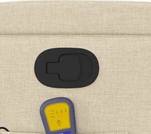 vidaXL Podnoszony fotel masujący, rozkładany, kremowy, obity tkaniną 11