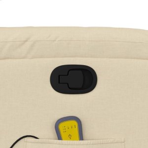 vidaXL Podnoszony fotel masujący, rozkładany, kremowy, obity tkaniną 11