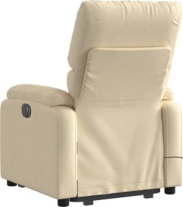 vidaXL Podnoszony fotel masujący, rozkładany, kremowy, obity tkaniną 4