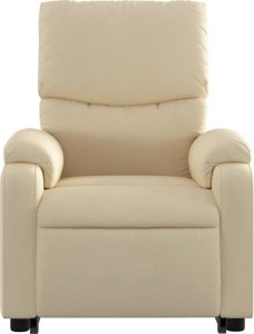 vidaXL Podnoszony fotel masujący, rozkładany, kremowy, obity tkaniną 8