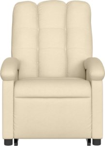 vidaXL Podnoszony fotel masujący, rozkładany, kremowy, obity tkaniną 8