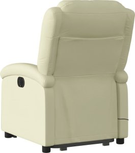 vidaXL Podnoszony fotel masujący, rozkładany, kremowy, skóra naturalna 4