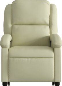 vidaXL Podnoszony fotel masujący, rozkładany, kremowy, skóra naturalna 8