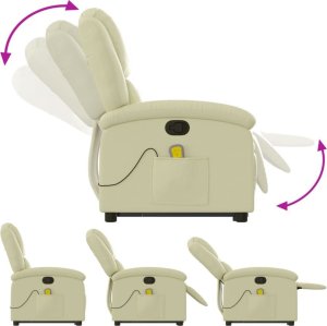 vidaXL Podnoszony fotel masujący, rozkładany, kremowy 6