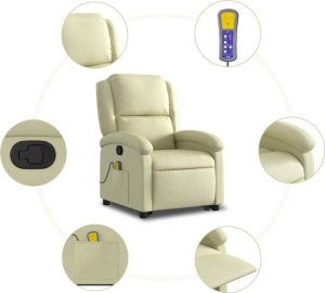 vidaXL Podnoszony fotel masujący, rozkładany, kremowy 7