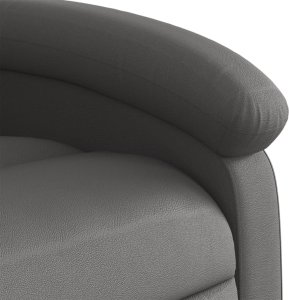 vidaXL Podnoszony fotel masujący, rozkładany, szary, skóra naturalna 11