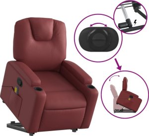 vidaXL Podnoszony fotel masujący, rozkładany, winna czerwień 5