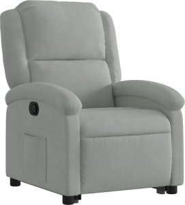 vidaXL Podnoszony fotel rozkładany, jasnoszary, aksamitny 4