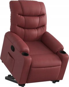 vidaXL Podnoszony fotel rozkładany, winna czerwień, sztuczna skóra 15