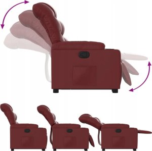 vidaXL Podnoszony fotel rozkładany, winna czerwień, sztuczna skóra 6