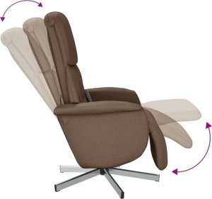 vidaXL Rozkładany fotel masujący z podnóżkiem, brązowy, obity tkaniną 7