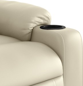 vidaXL Rozkładany fotel masujący, elektryczny, kremowy, sztuczna skóra 10