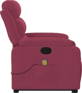 vidaXL Rozkładany fotel masujący, podnoszony, winna czerwień, aksamit 9