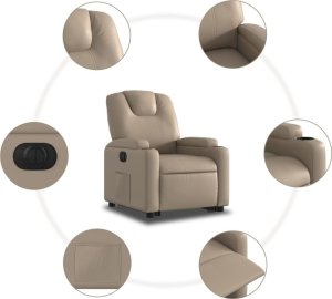 vidaXL Rozkładany fotel pionizujący, elektryczny, cappuccino, ekoskóra 7