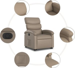 vidaXL Rozkładany fotel pionizujący, elektryczny, cappuccino, ekoskóra 7