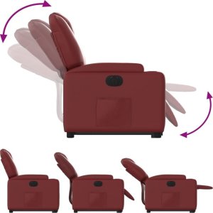 vidaXL Rozkładany fotel pionizujący, elektryczny, bordowy, ekoskóra 6