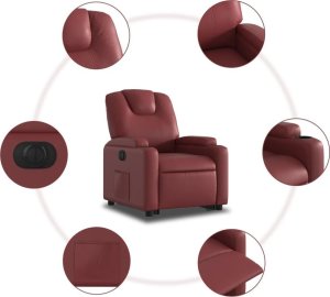 vidaXL Rozkładany fotel pionizujący, elektryczny, bordowy, ekoskóra 7