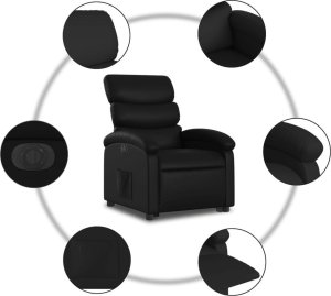 vidaXL Rozkładany fotel pionizujący, elektryczny, czarny, ekoskóra 7