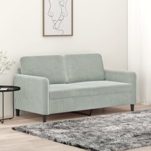 vidaXL Sofa 2-osobowa, jasnoszara, 140 cm, tapicerowana aksamitem Lumarko! 1