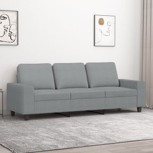 vidaXL Sofa 3-osobowa, jasnoszara, 180 cm, tapicerowana tkaniną Lumarko! 1