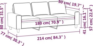 vidaXL Sofa 3-osobowa, jasnoszara, 180 cm, tapicerowana tkaniną 8