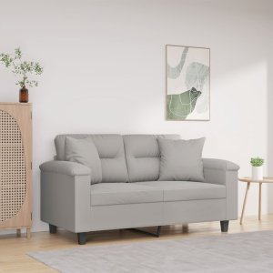 vidaXL 2-osobowa sofa z poduszkami, jasnoszara, 120 cm, mikrofibra Lumarko! 1