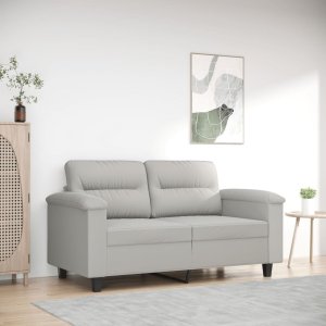 vidaXL Sofa 2-osobowa, jasnoszara, 120 cm, tapicerowana mikrofibrą Lumarko! 1