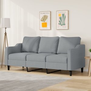 vidaXL Sofa 3-osobowa, jasnoszara, 180 cm, tapicerowana tkaniną Lumarko! 1