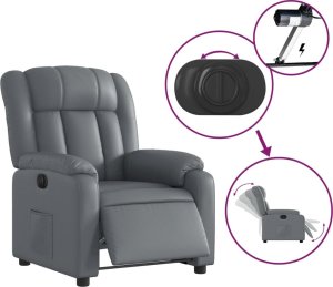 vidaXL vidaXL Elektryczny fotel rozkładany, szary, obity sztuczną skórą 6