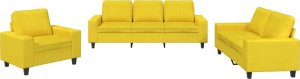 vidaXL vidaXL 3-cz. komplet wypoczynkowy, jasnożółty, obity tkaniną 2