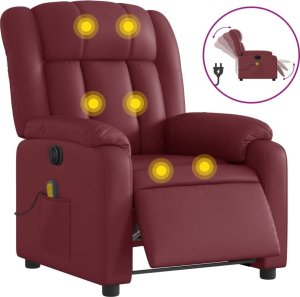 vidaXL vidaXL Rozkładany fotel masujący, elektryczny, bordowy, sztuczna skóra 2