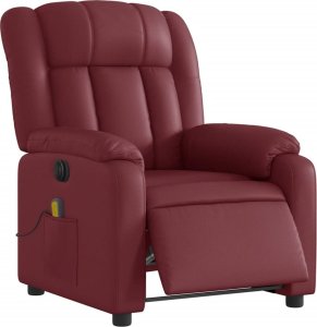 vidaXL vidaXL Rozkładany fotel masujący, elektryczny, bordowy, sztuczna skóra 3