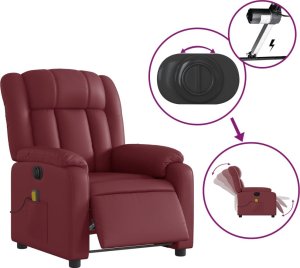vidaXL vidaXL Rozkładany fotel masujący, elektryczny, bordowy, sztuczna skóra 6