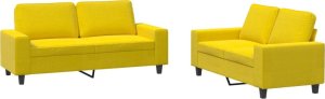 vidaXL vidaXL 2-cz. komplet wypoczynkowy, jasnożółty, tapicerowany tkaniną 2