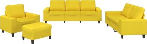 vidaXL vidaXL 4-cz. komplet wypoczynkowy, jasnożółty, tapicerowany tkaniną 2