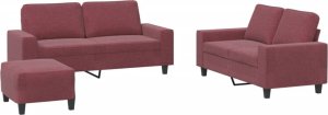 vidaXL vidaXL 3-cz. komplet wypoczynkowy, winna czerwień, obity tkaniną 2