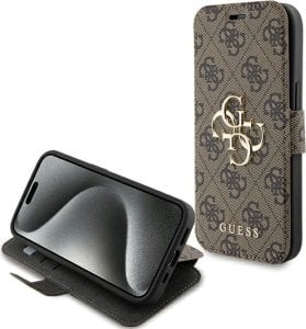 Guess Guess GUBKP15S4GMGBR iPhone 15 / 14 / 13 6.1" brązowy/brown book 4G Metal Logo 1