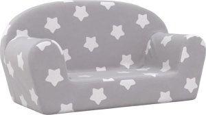 vidaXL 2-osobowa kanapa dla dzieci, jasnoszara w gwiazdki, miękki plusz 2