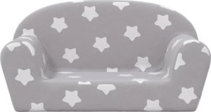 vidaXL 2-osobowa kanapa dla dzieci, jasnoszara w gwiazdki, miękki plusz 3