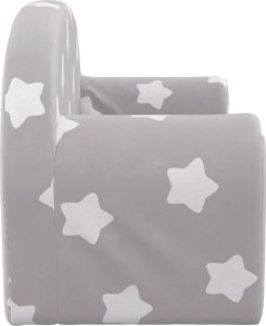 vidaXL 2-osobowa kanapa dla dzieci, jasnoszara w gwiazdki, miękki plusz 4