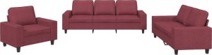 vidaXL 3-częściowy komplet wypoczynkowy, winna czerwień, obity tkaniną 2