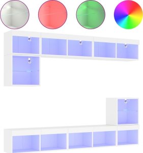 vidaXL 8-częściowy zestaw mebli TV z LED, biały 2