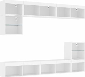 vidaXL 8-częściowy zestaw mebli TV z LED, biały 3