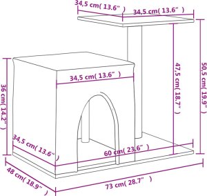 vidaXL Drapak dla kota ze słupkami sizalowymi, ciemnoszary, 50,5 cm 8