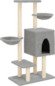 vidaXL Drapak dla kota, z sizalowymi słupkami, jasnoszary, 117 cm 2