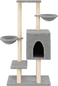 vidaXL Drapak dla kota, z sizalowymi słupkami, jasnoszary, 117 cm 4