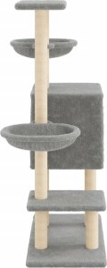 vidaXL Drapak dla kota, z sizalowymi słupkami, jasnoszary, 117 cm 5